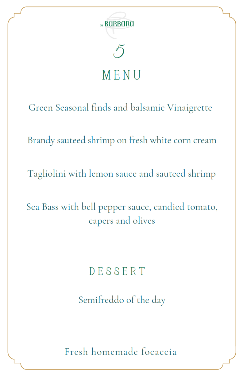 Five-course menu